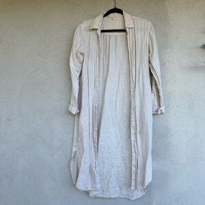 Fresh Laundry Long Cream Open Linen Lightweight Jacket